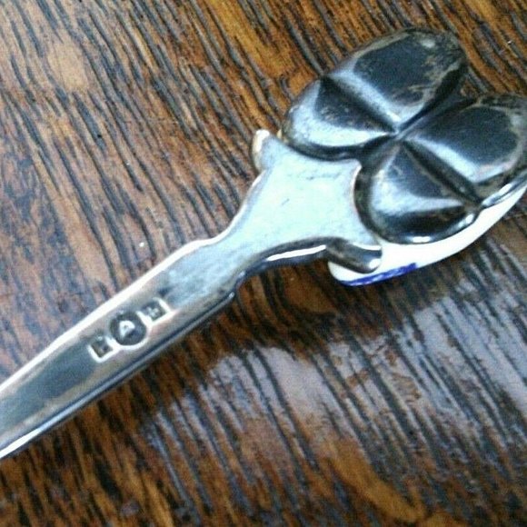 Dutch Spoon Porcelain Clogs Collectable Silver Sugar Tea Blue White Windmill Jam - Picture 15 of 16